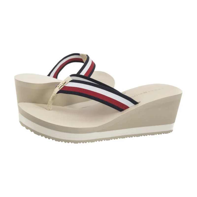 Tommy Hilfiger TH Corporate Wedge Beach Sandal Muslin FW0FW08520 ACJ (TH1314-a) shoes