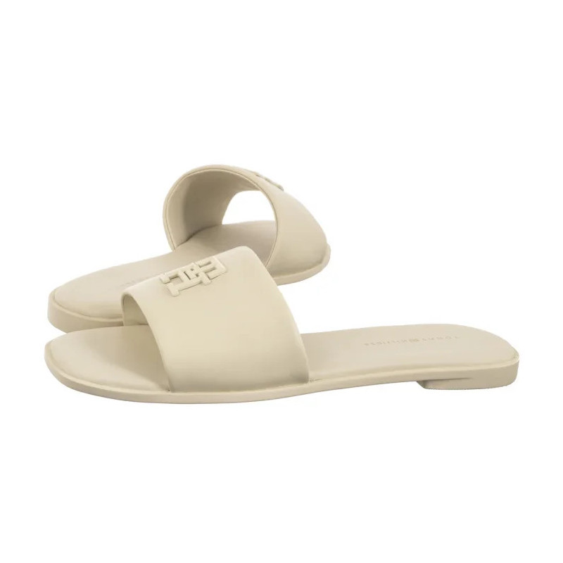 Tommy Hilfiger TH Logo Hardware Leather Mule Muslin FW0FW08806 ACJ (TH1320-a) Sieviešu apavi/Flip Flops