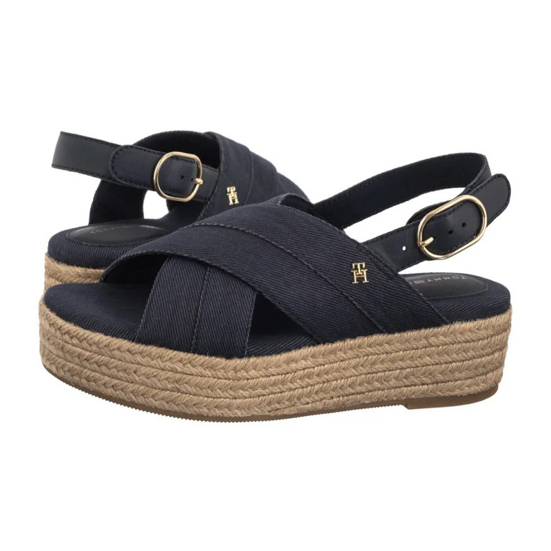 Tommy Hilfiger Denim Espadrille Platform Sandal Space Blue FW0FW08669 DW6 (TH1333-b) kurpes