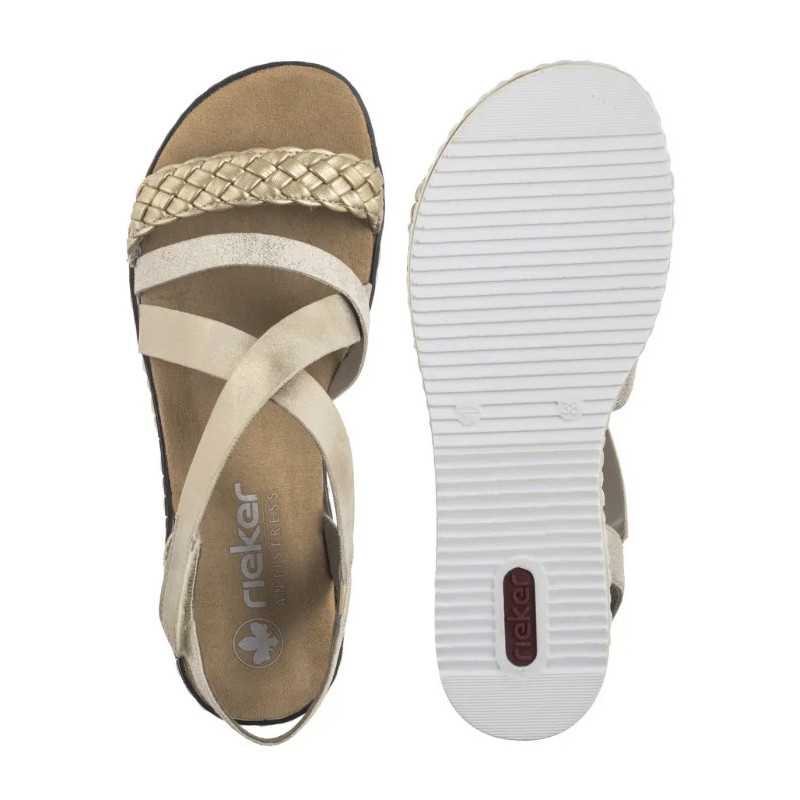 Rieker Złote V3663-90 Gold (RI253-a) bateliai