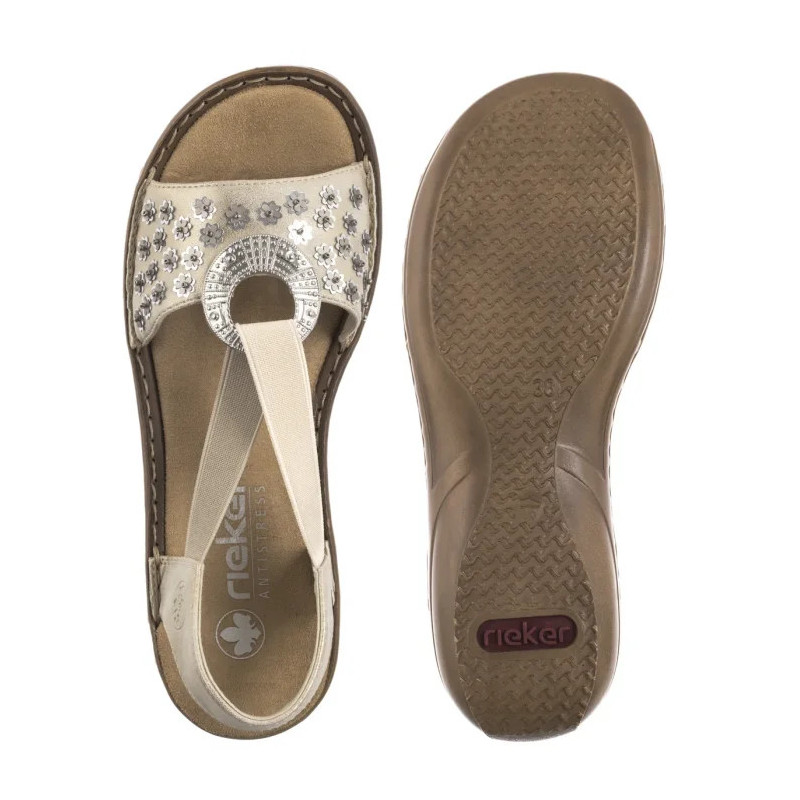 Rieker Platynowe 608B5-90 Metallic (RI260-a) sandales