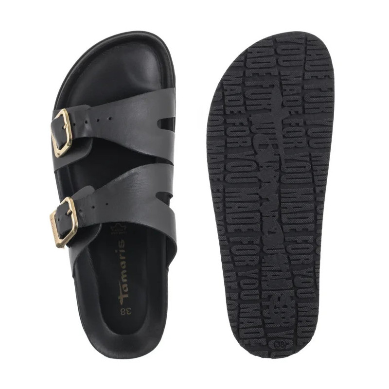Tamaris Czarne 1-27500-44 003 Black Leather (TM539-a) Moteriški batai/šlepetės