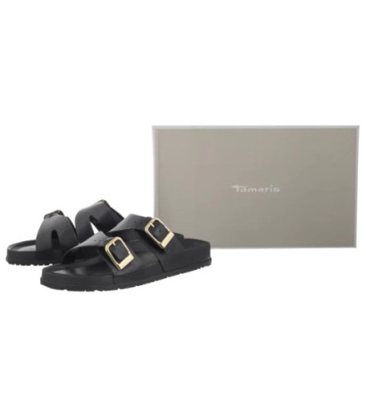 Tamaris Czarne 1-27500-44 003 Black Leather (TM539-a) Women's Shoes/Flip Flops