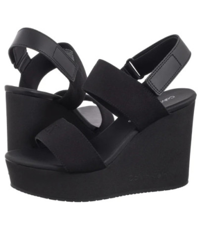 Calvin Klein Wedge Sandal Webbing In Triple Black YW0YW01790 0GJ (CK651-a) shoes