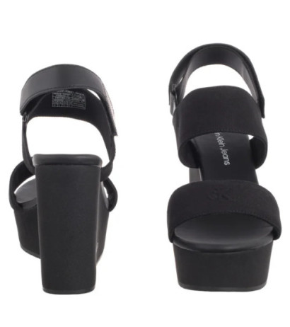 Calvin Klein Wedge Sandal Webbing In Triple Black YW0YW01790 0GJ (CK651-a) shoes