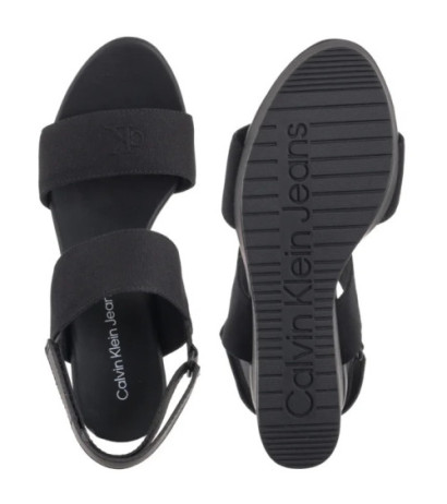 Calvin Klein Wedge Sandal Webbing In Triple Black YW0YW01790 0GJ (CK651-a) shoes
