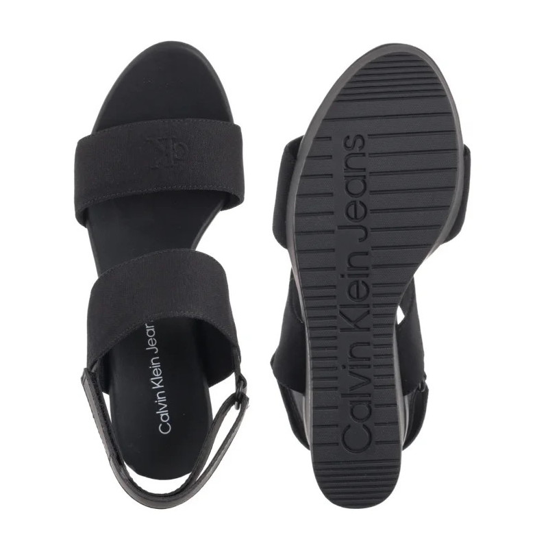 Calvin Klein Wedge Sandal Webbing In Triple Black YW0YW01790 0GJ (CK651-a) shoes