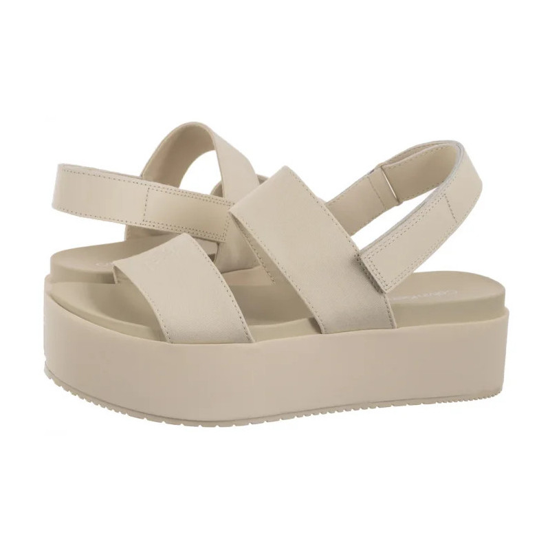 Calvin Klein Flatform Sandal Sling In Triple Turtle Dove YW0YW01788 AEO (CK652-a) kurpes