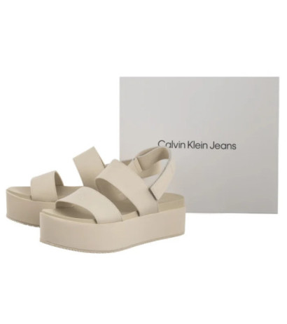 Calvin Klein Flatform Sandal Sling In Triple Turtle Dove YW0YW01788 AEO (CK652-a) kingad