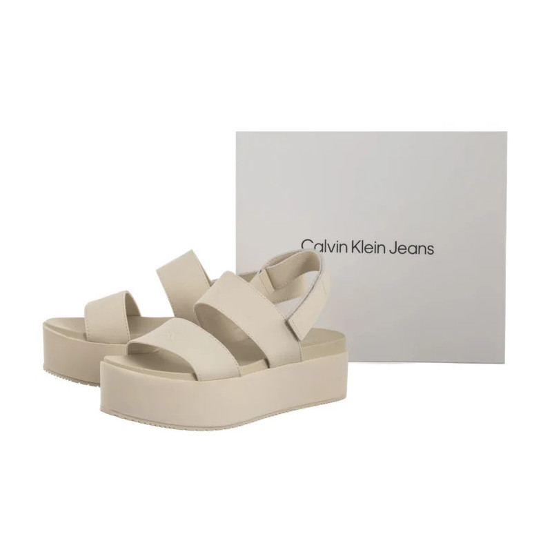 Calvin Klein Flatform Sandal Sling In Triple Turtle Dove YW0YW01788 AEO (CK652-a) bateliai