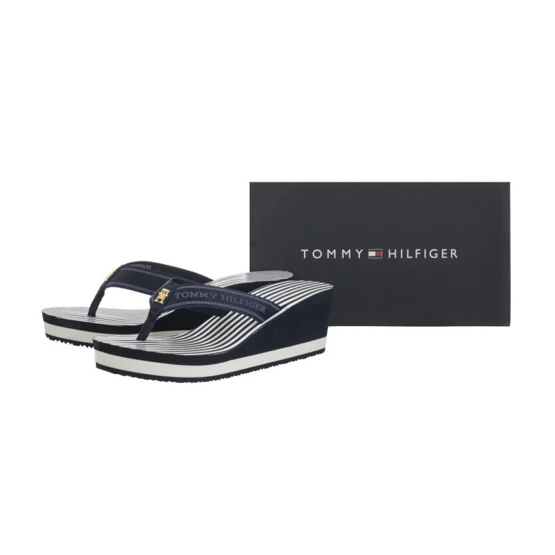 Tommy Hilfiger TH Stripes Wedge Beach Sandal Space Blue FW0FW08521 DW6 (TH1339-a) shoes