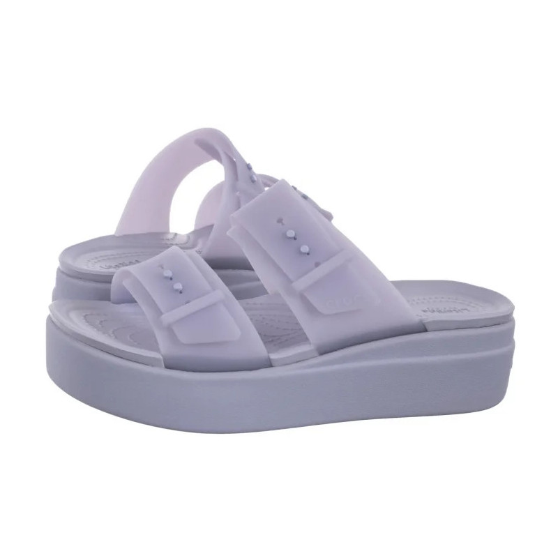 Crocs Brooklyn Buckle Frosted Low Wedge Purple Moon 210980-5BR (CR368-a) bateliai