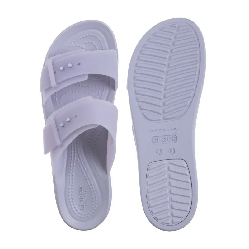 Crocs Brooklyn Buckle Frosted Low Wedge Purple Moon 210980-5BR (CR368-a) bateliai