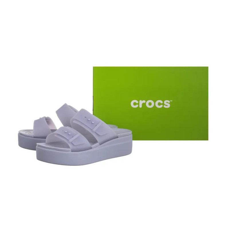 Crocs Brooklyn Buckle Frosted Low Wedge Purple Moon 210980-5BR (CR368-a) bateliai