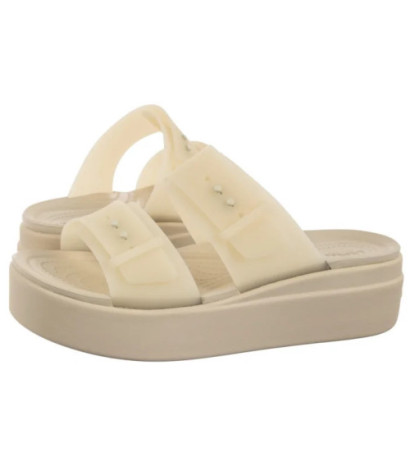 Crocs Brooklyn Buckle Frosted Low Wedge Sandstone 210980-0LH (CR368-b) kurpes