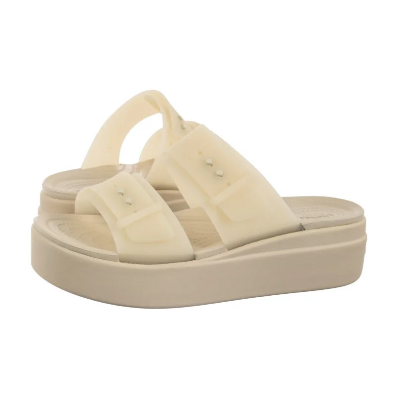 Crocs Brooklyn Buckle Frosted Low Wedge Sandstone 210980-0LH (CR368-b) kurpes