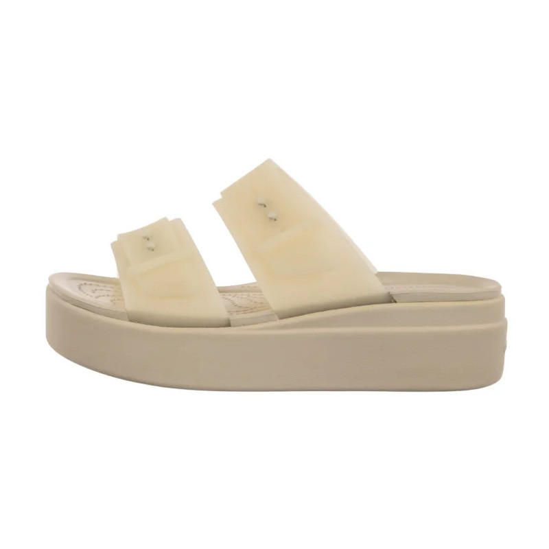 Crocs Brooklyn Buckle Frosted Low Wedge Sandstone 210980-0LH (CR368-b) shoes