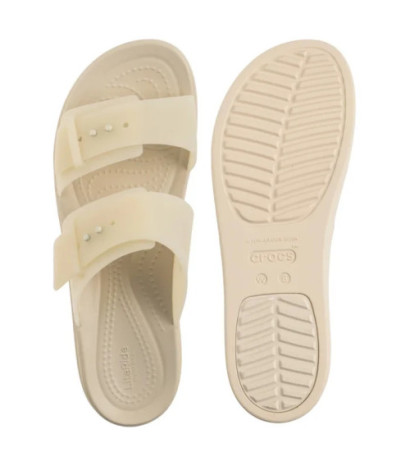 Crocs Brooklyn Buckle Frosted Low Wedge Sandstone 210980-0LH (CR368-b) kurpes