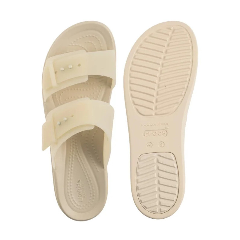 Crocs Brooklyn Buckle Frosted Low Wedge Sandstone 210980-0LH (CR368-b) kurpes
