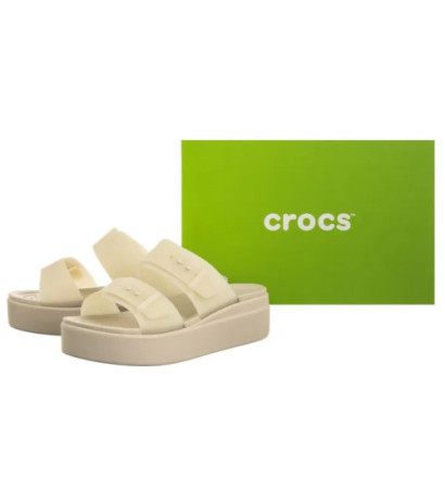 Crocs Brooklyn Buckle Frosted Low Wedge Sandstone 210980-0LH (CR368-b) kurpes