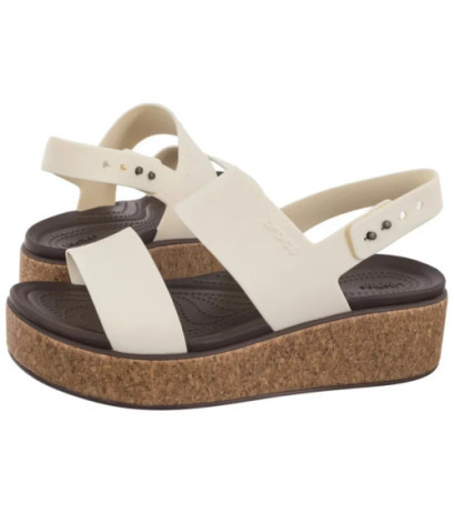 Crocs Brooklyn Cork Low Wedge Chalk 211144-0WV (CR370-b) bateliai