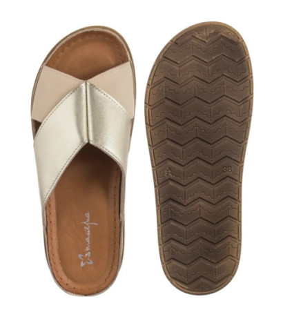 Maciejka Beżowe/Złote L4986-37/00-0 (MA1395-a) Women's Shoes/Flip Flops
