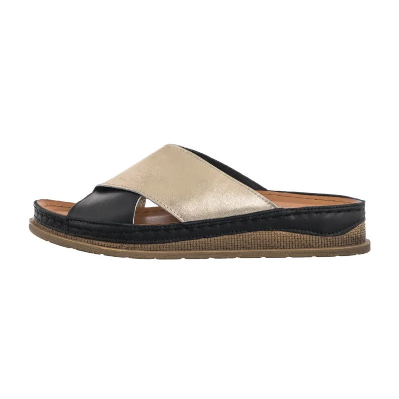 Maciejka Czarne/Złote L4986-25/00-0 (MA1395-b) Sieviešu apavi/Flip Flops