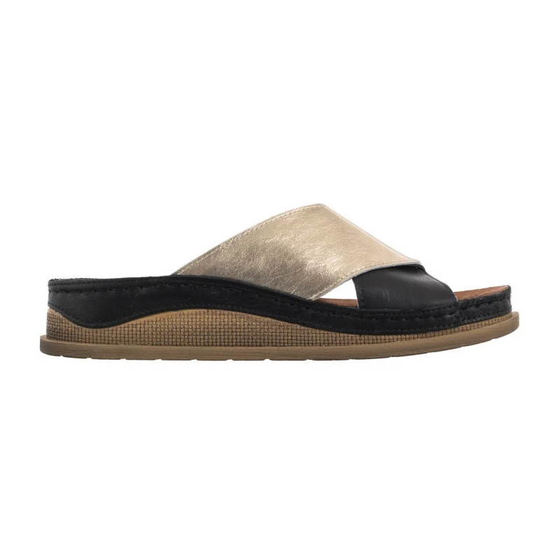 Maciejka Czarne/Złote L4986-25/00-0 (MA1395-b) Sieviešu apavi/Flip Flops