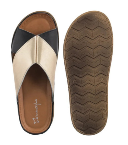 Maciejka Czarne/Złote L4986-25/00-0 (MA1395-b) Sieviešu apavi/Flip Flops