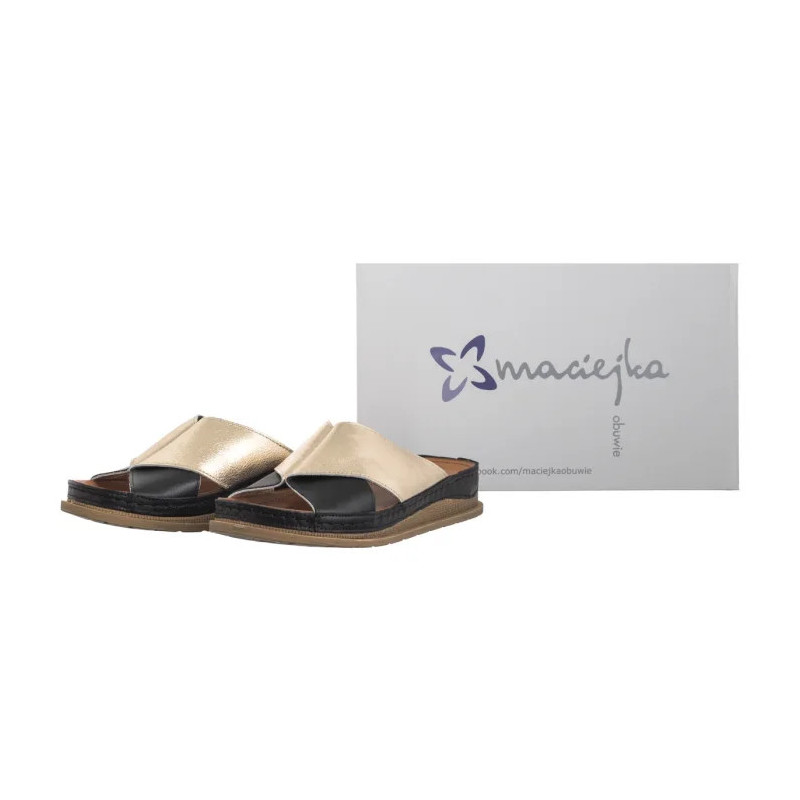 Maciejka Czarne/Złote L4986-25/00-0 (MA1395-b) Women's Shoes/Flip Flops