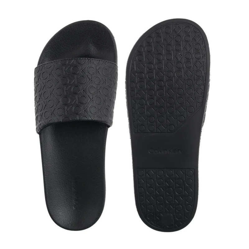 Calvin Klein Pool Slide Mono Ck Black HW0HW02541 (CK667-a) Women's Shoes/Flip Flops