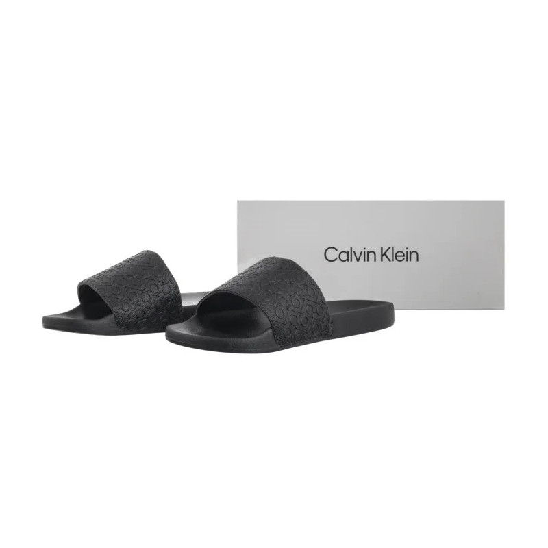 Calvin Klein Pool Slide Mono Ck Black HW0HW02541 (CK667-a) Women's Shoes/Flip Flops