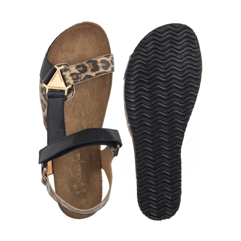 Maciejka Czarny+Pantera 07026-20/00-1 (MA1399-b) sandals