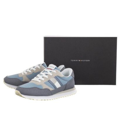 Tommy Hilfiger Flag Low Cut Lace-Up Sneaker T3X9-33376-1693 A584 Denim/Grey (TH1041-b) sports shoes