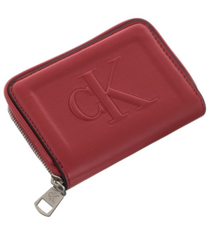 Calvin Klein Sculpted Med Zip Around Pipping K60K610353 XL6 Dark Candy Apple (CK178-b) handbag