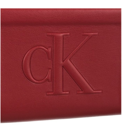 Calvin Klein Sculpted Med Zip Around Pipping K60K610353 XL6 Dark Candy Apple (CK178-b) rokassoma