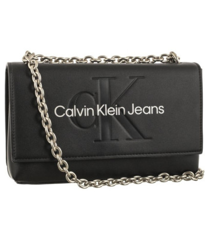 Calvin Klein Sculpted Ew Flap Conv25 Mono Black/Metallic Logo K60K611866 0GL (CK431-a) handbag