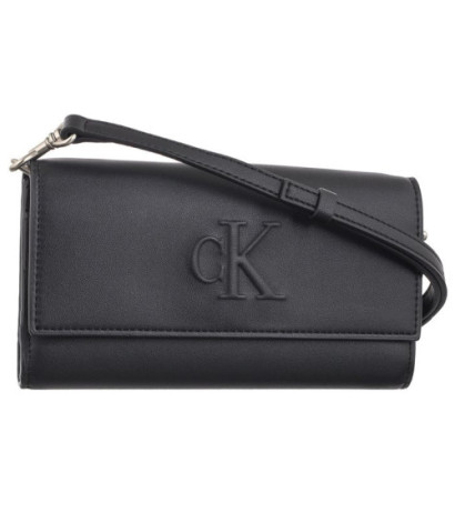 Calvin Klein Sculpted Long Fold Strap Deboss Black K60K612742 BEH (CK531-a) handbag