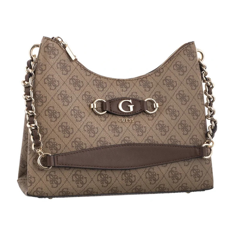Guess Izzy Top Zip Shoulder Bag HWSG86 54010 Latte Logo/Brown (GU712-a) handbag