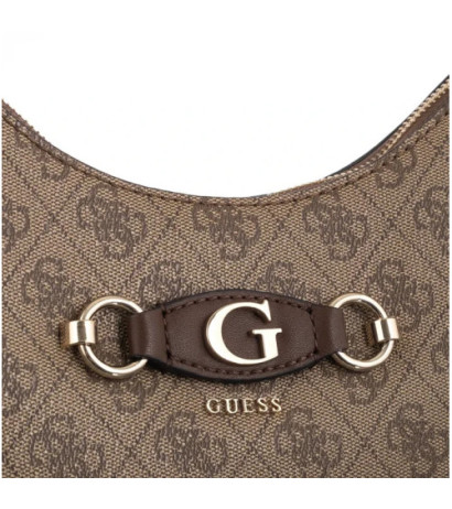 Guess Izzy Top Zip Shoulder Bag HWSG86 54010 Latte Logo/Brown (GU712-a) rokassoma