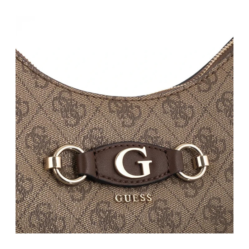 Guess Izzy Top Zip Shoulder Bag HWSG86 54010 Latte Logo/Brown (GU712-a) handbag