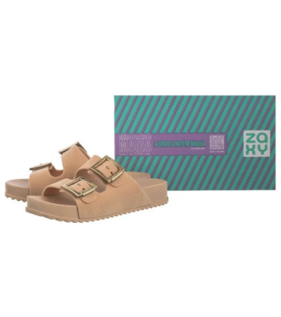 Zaxy Partner New AD RR285027/BG970 Beż Welur (ZA199-b) Sieviešu apavi/Flip Flops