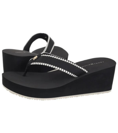 Tommy Hilfiger Wedge Beach Sandal Black FW0FW08738 BDS (TH1353-b) shoes