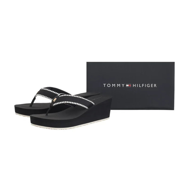 Tommy Hilfiger Wedge Beach Sandal Black FW0FW08738 BDS (TH1353-b) shoes