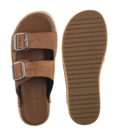 Tommy Hilfiger Flex Jutte Hilfiger Suede Sandal Fudge Brown FM0FM05503 GQM (TH1361-a) slippers