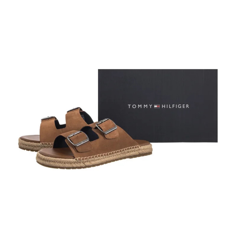 Tommy Hilfiger Flex Jutte Hilfiger Suede Sandal Fudge Brown FM0FM05503 GQM (TH1361-a) slippers