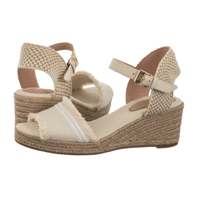 Tommy Hilfiger Fringe Canvas Medium Wedge Muslin FW0FW08879 ACJ (TH1359-a) sandals