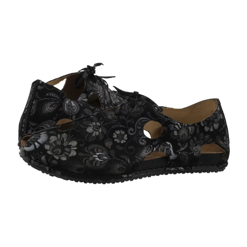 Maciejka Czarne/Kwiaty 06431-38/00-6 (MA1402-a) sandales