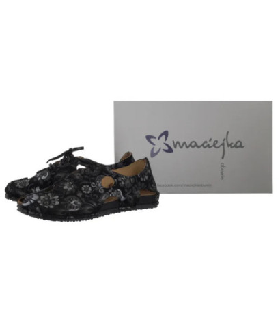 Maciejka Czarne/Kwiaty 06431-38/00-6 (MA1402-a) sandales