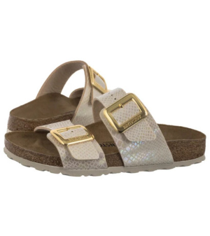 Birkenstock Sydney Cushion Buckle Shiny Snake Cream 1030258 (BK314-a) Women's Shoes/Flip Flops